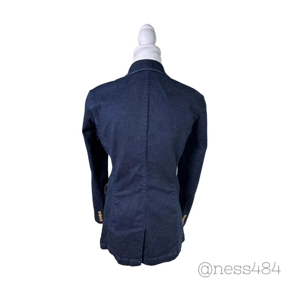 J McLaughlin Women Denim Double Breasted Blazer Jacket‎ Indigo Blue Size 4 - Picture 3 of 6
